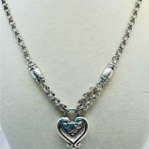 BRIGHTON Blaire Silver Plated Heart Necklace Retired